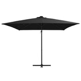 Parasol flottant vidaxl avec pôle LED et acier 250x250 cm noir