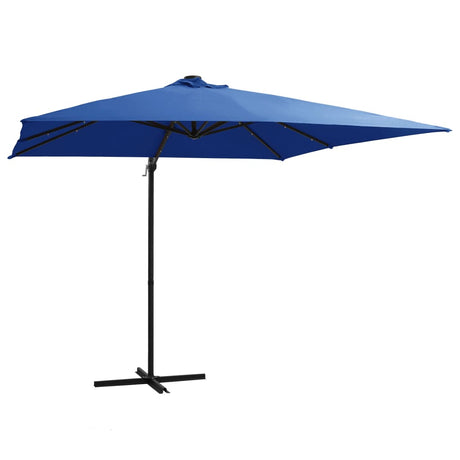 Parasol flottant vidaxl avec pôle LED et acier 250x250 cm bleu azure