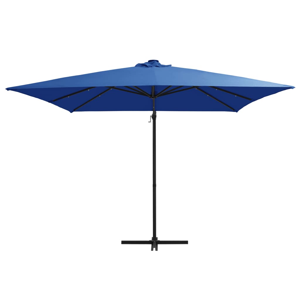 Vidaxl zweefparasol met led en stalen paal 250x250 cm azuurblauw