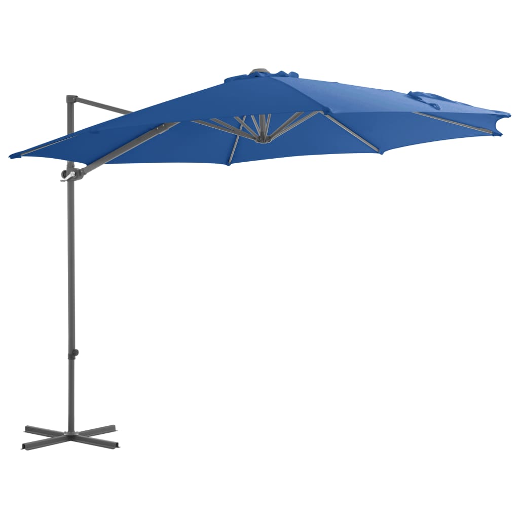 Vidaxl zweefparasol met stalen paal 300 cm azuurblauw