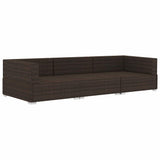 Vidaxl 3-delige loungeset met kussens poly rattan bruin