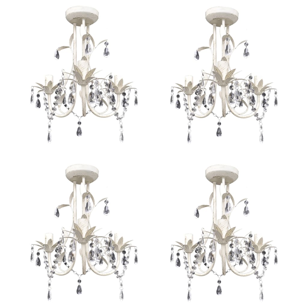 Vidaxl Chandeliers Kristal 4 St Elegant White