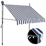 Vidaxl luifel extensible manuellement avec LED 200 cm bleu et blanc