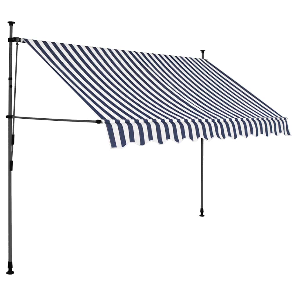 Vidaxl Luifel extensible manuellement avec LED 300 cm bleu et blanc