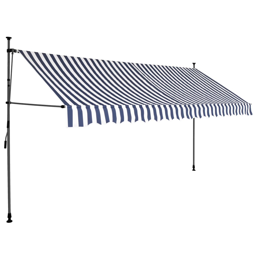 Vidaxl luifel extensible manuellement avec LED 400 cm bleu et blanc