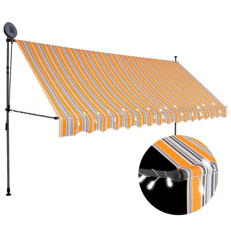 Vidaxl luifel extensible manuellement avec LED 350 cm jaune et bleu