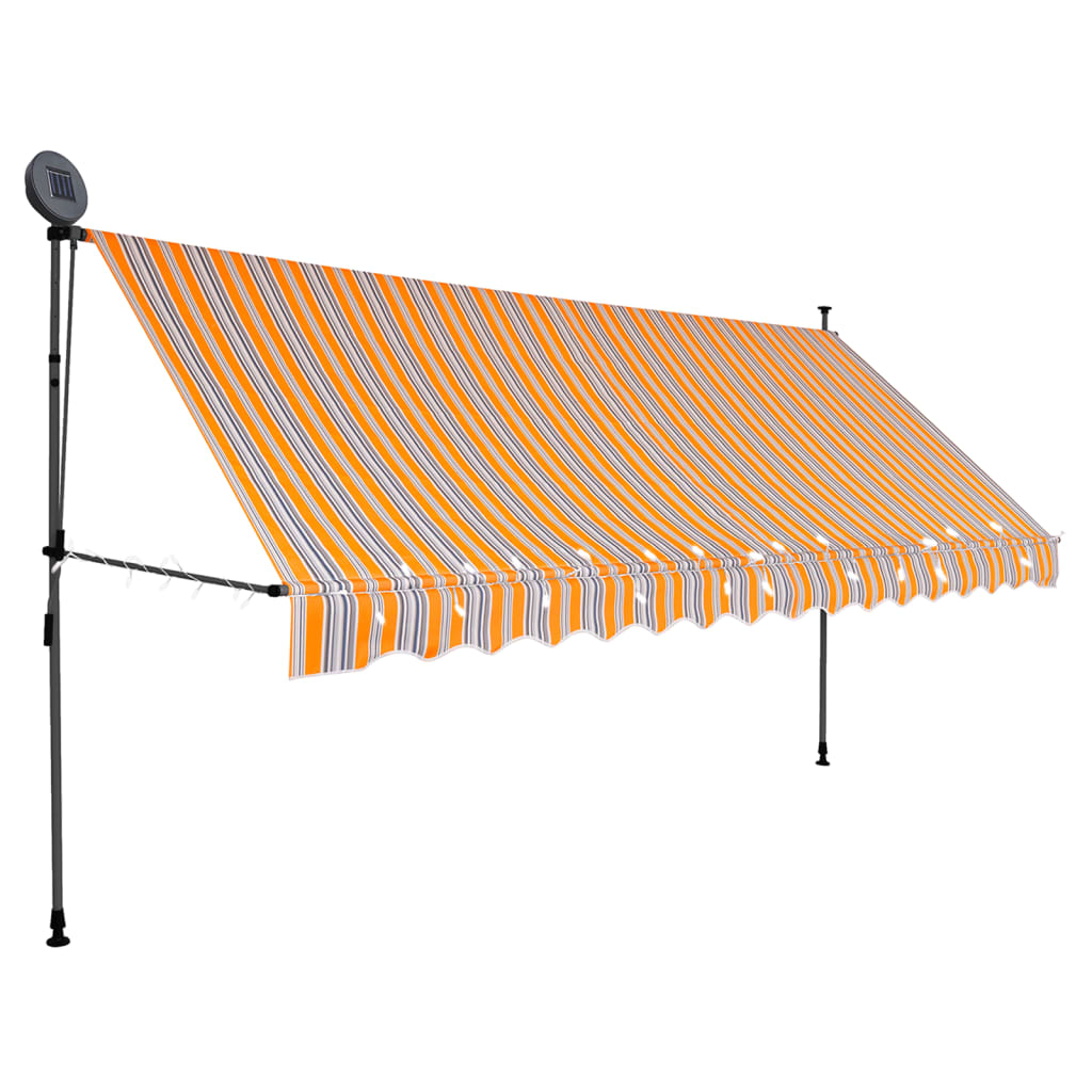 Vidaxl luifel extensible manuellement avec LED 400 cm jaune et bleu