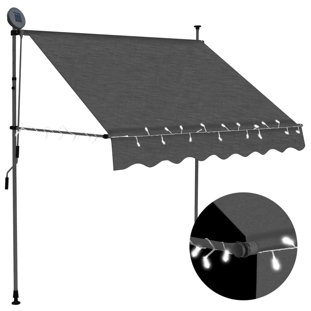 Vidaxl Luifel extensible manuellement avec une anthracite LED 200 cm