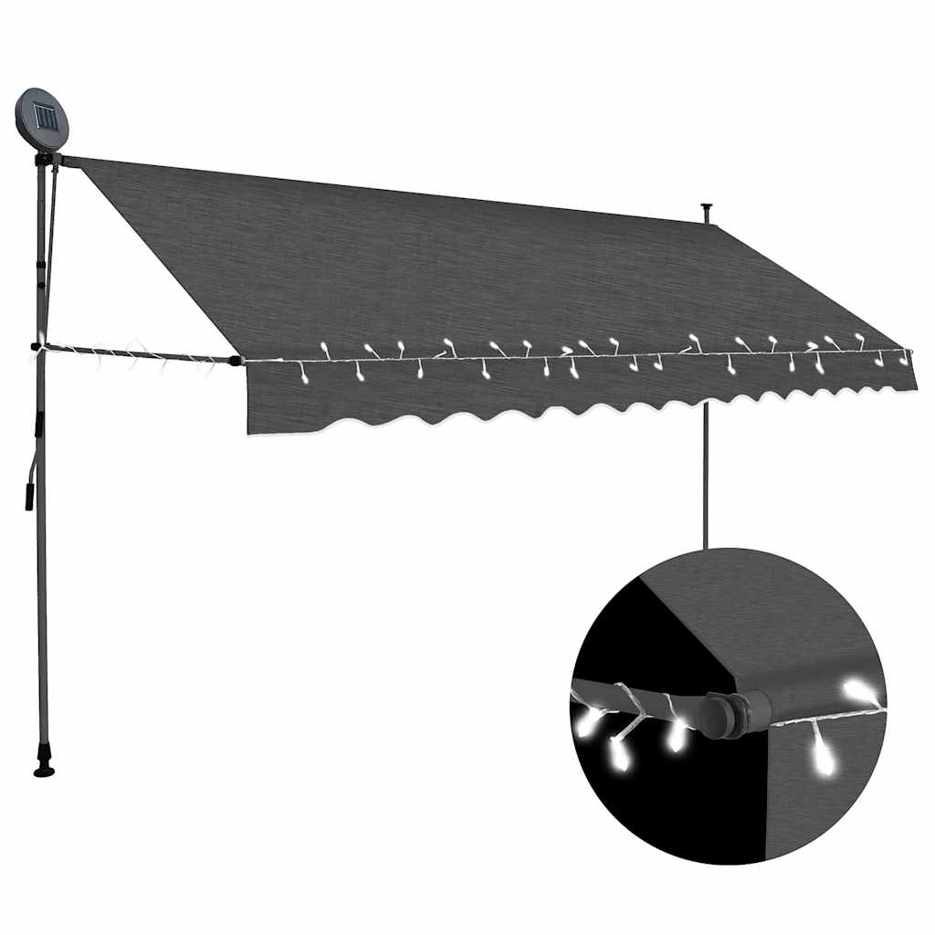Store Vidaxx extensible manuellement avec LED 350 cm anthracite