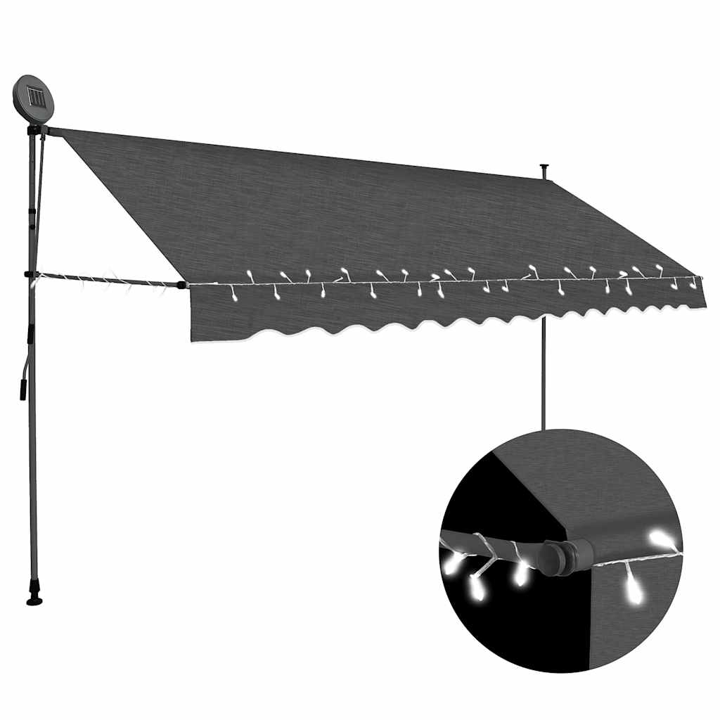 Store Vidaxx extensible manuellement avec LED 400 cm anthracite