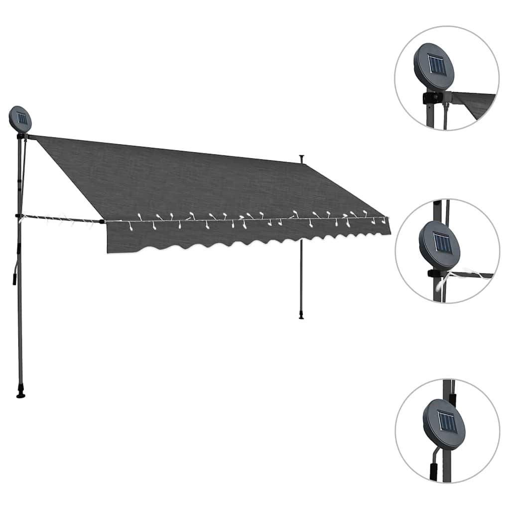 Store Vidaxx extensible manuellement avec LED 400 cm anthracite