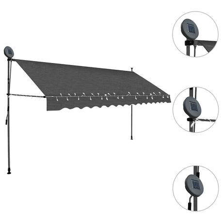 Store Vidaxx extensible manuellement avec LED 400 cm anthracite