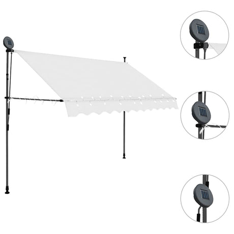 Vidaxl Luifel extensible manuellement avec une crème LED 250 cm -colore