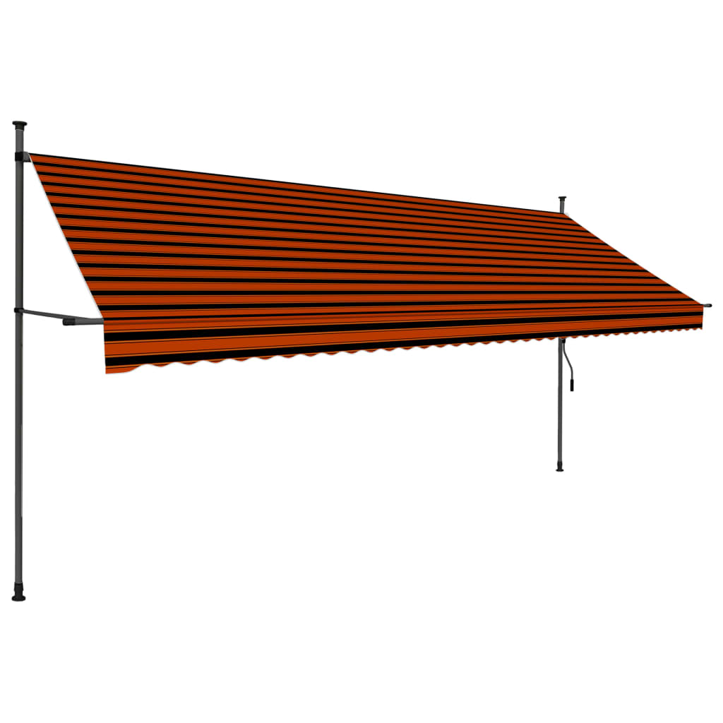 Vidaxl luifel manuell verlängert mat gefouerten 400 cm orange a brong