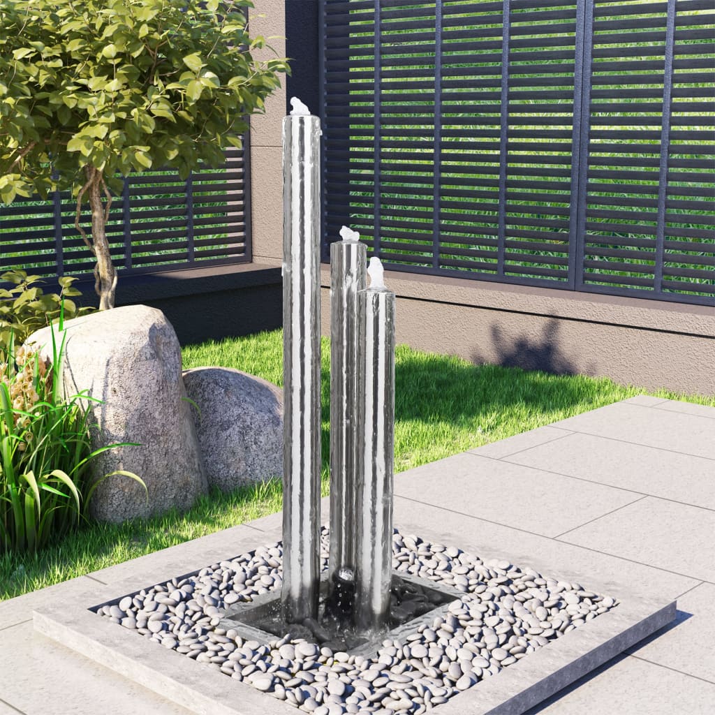 Vidaxl Garden Fountain 48x34x123 cm en acier inoxydable en argent coloré