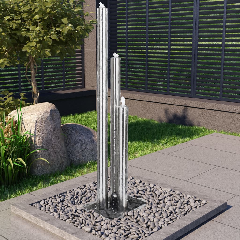 Vidaxl Garden Fountain 48x34x153 cm en acier inoxydable en argent coloré