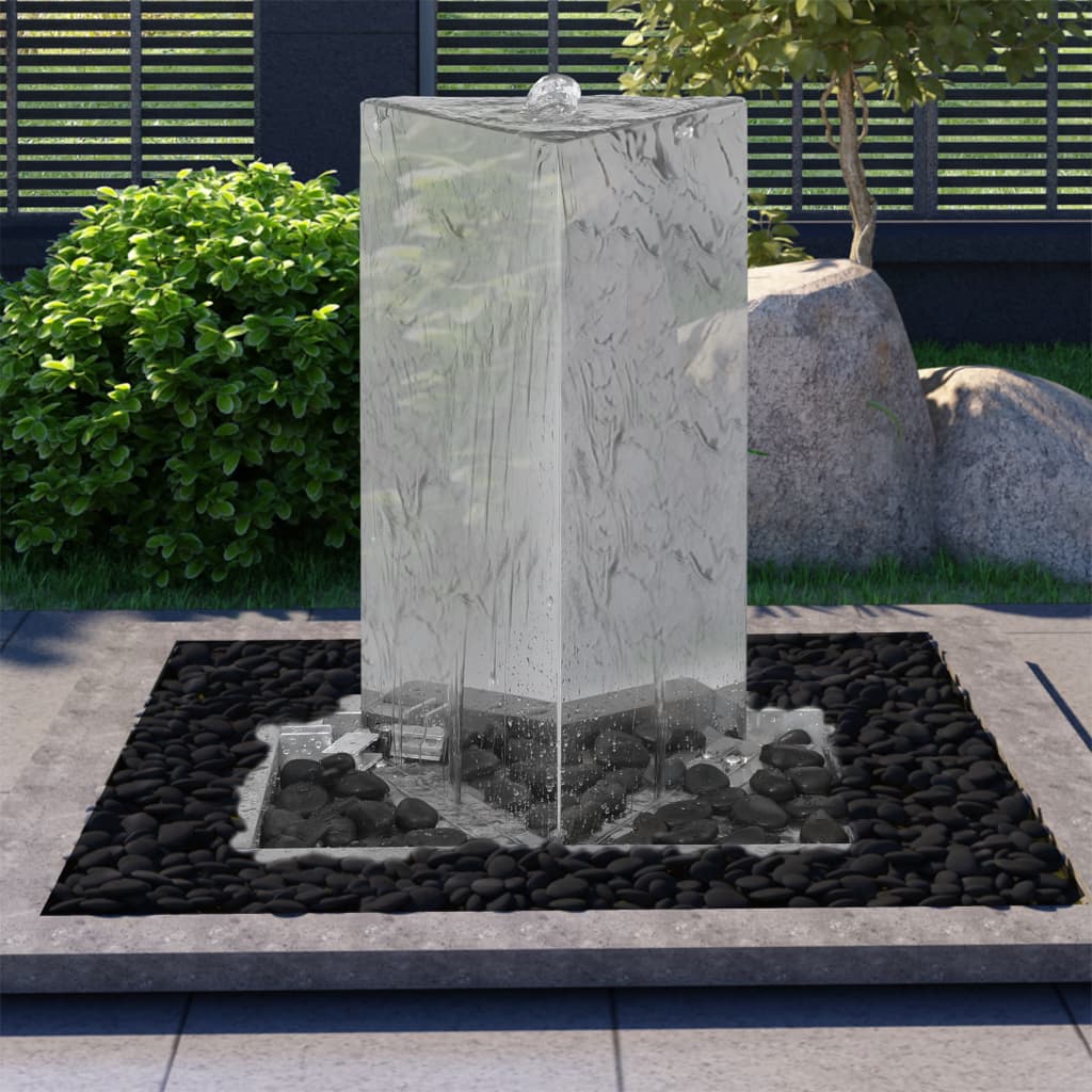 Fountaine de jardin vidaxl avec triangle de pompe 76 cm en acier inoxydable