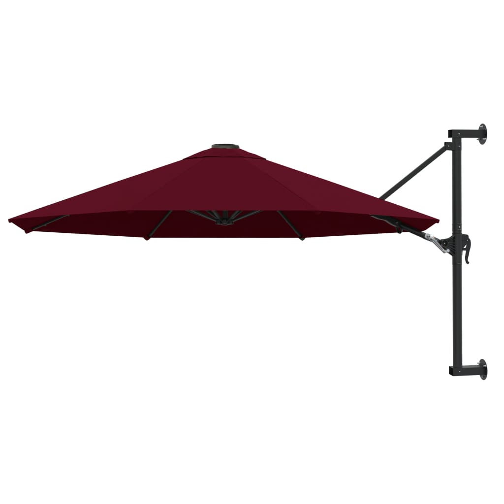 Vidaxl Wall Parasol z metalowym słupem 300 cm Bordeaux Red