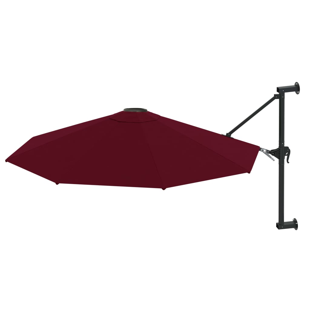 Vidaxl wandparasol met metalen paal 300 cm bordeauxrood