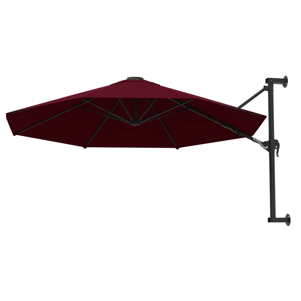 Vidaxl väggparasol med metallstång 300 cm Bordeaux röd