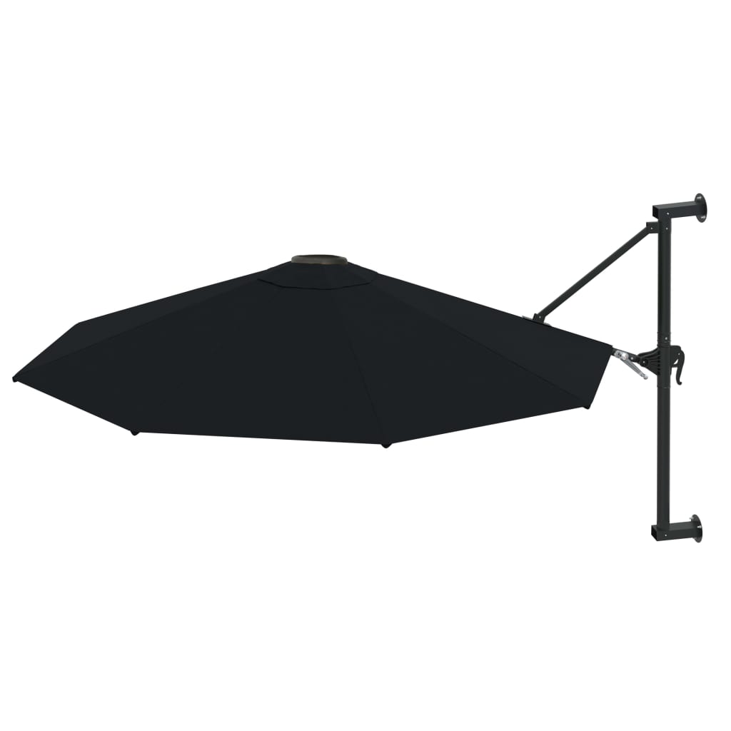 Vidaxl Wall Parasol z metalowym słupem 300 cm czarnym