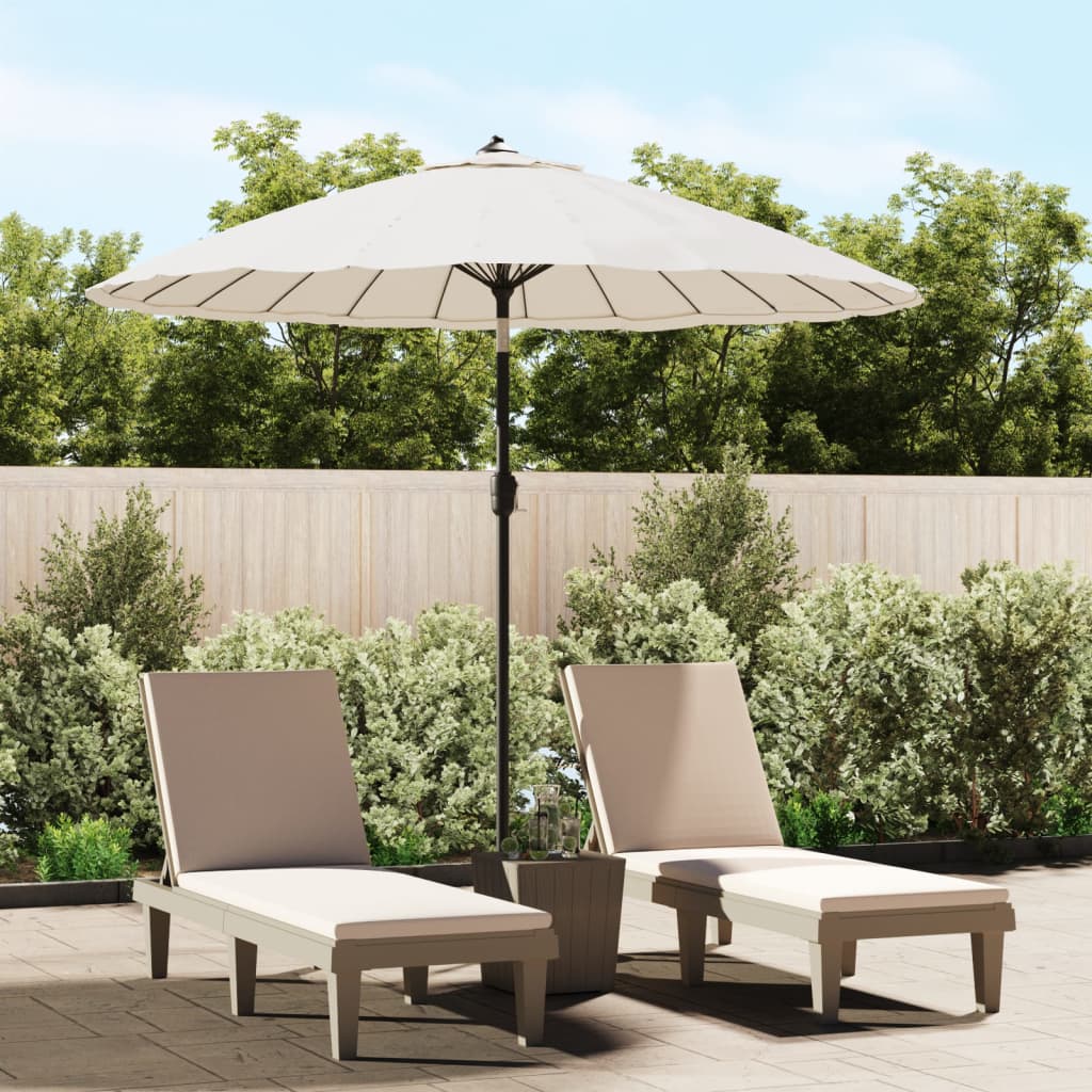 Vidaxl Parasol con polo in alluminio 270 cm bianco sabbioso