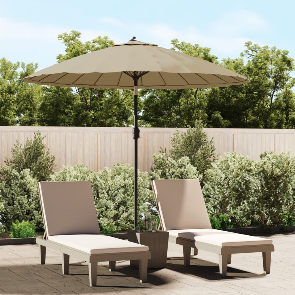 Vidaxl Parasol con polo in alluminio 270 cm taupe