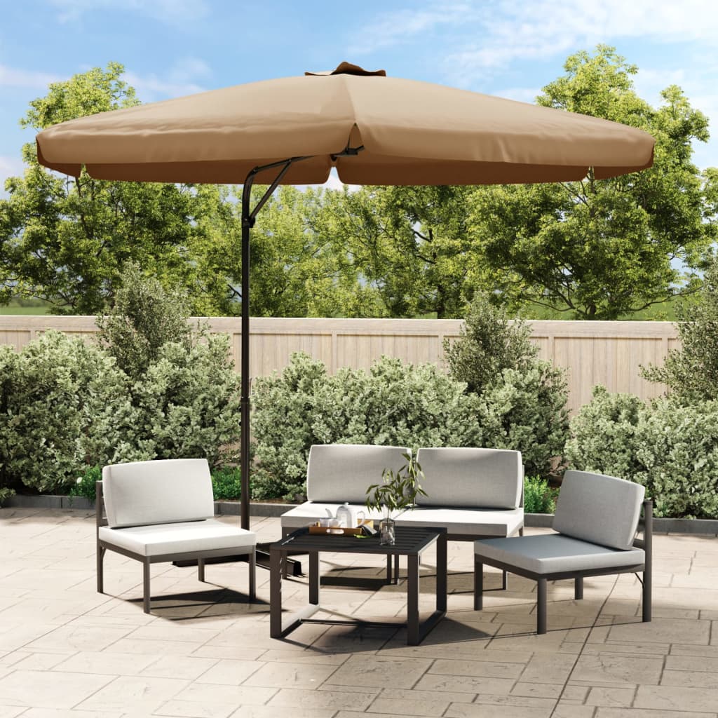 Vidaxl Parasol con polo in acciaio 300 cm taupe