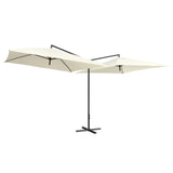 Vidaxl parasol double avec poteau en acier 250x250 cm blanc