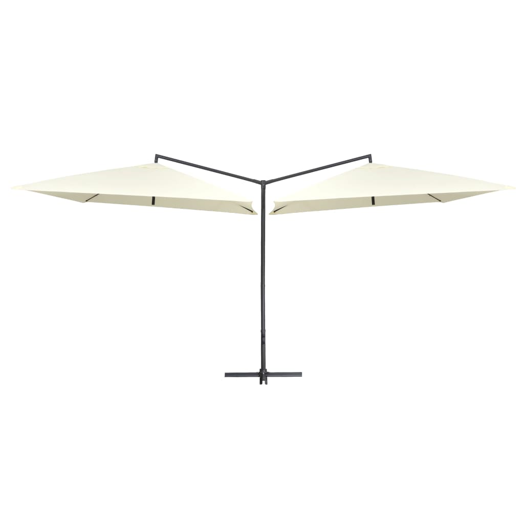 Vidaxl Parasol Double with steel pole 250x250 cm sand white