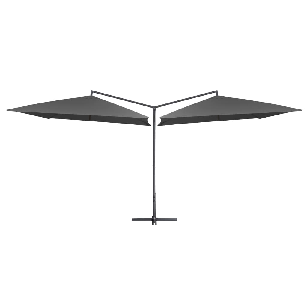 Vidaxl Parasol Double con polo in acciaio 250x250 cm antracite