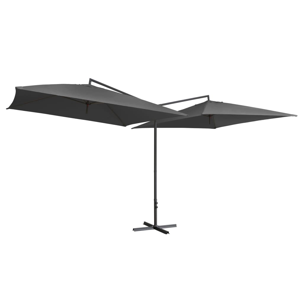 Vidaxl Parasol Double con poste de acero 250x250 cm antracita