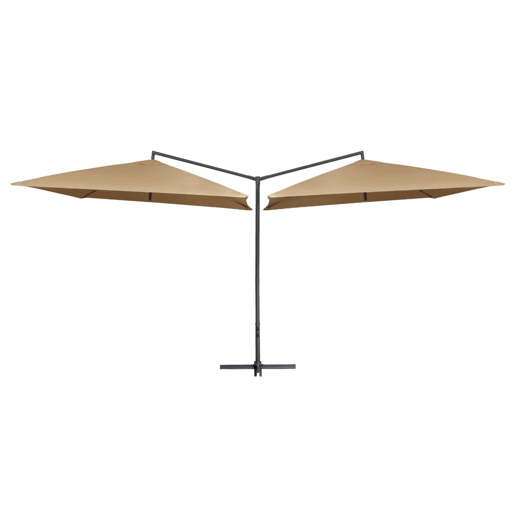 Vidaxl Parasol Double con polo in acciaio 250x250 cm Taupe