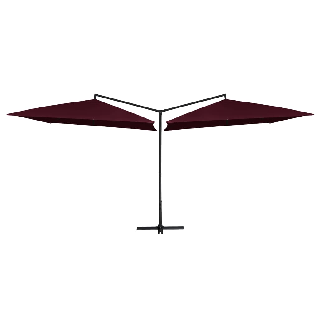 Vidaxl Parasol Double s ocelovým pólem 250x250 cm Bordeaux Red