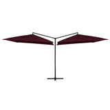 Vidaxl Parasol Double s ocelovým pólem 250x250 cm Bordeaux Red