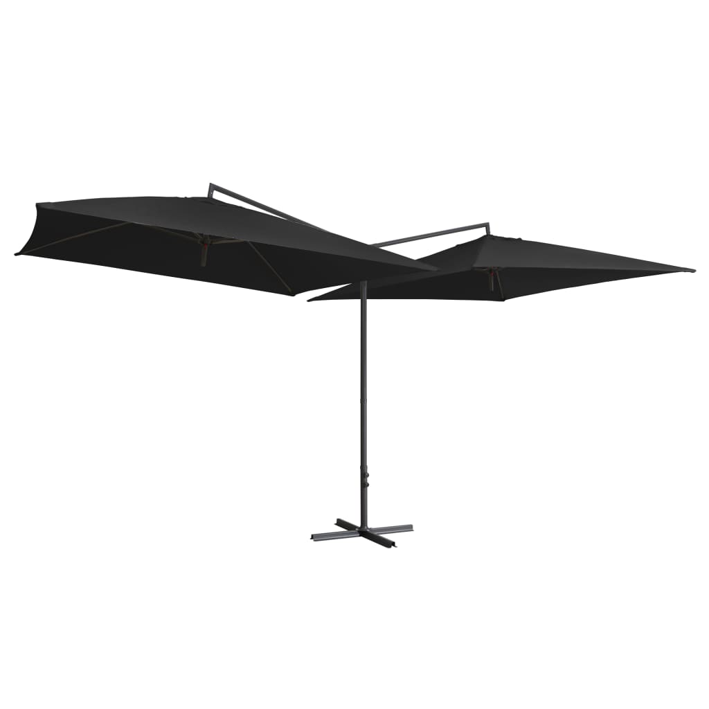 Vidaxl Parasol Double con palo in acciaio 250x250 cm nero