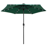 Vidaxl -parasol med LED -belysning og aluminiumstang 270 cm grøn