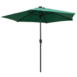 Vidaxl -parasol med LED -belysning og aluminiumstang 270 cm grøn