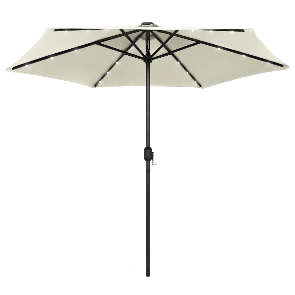 Vidaxl Parasol z oświetleniem LED i aluminiowym biegunem 270 cm Sandy White