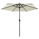 Vidaxl -parasol med LED -belysning og aluminiumstang 270 cm sandhvit