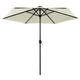 Parasol vidaxl avec éclairage LED et poteau en aluminium 270 cm sableux blanc