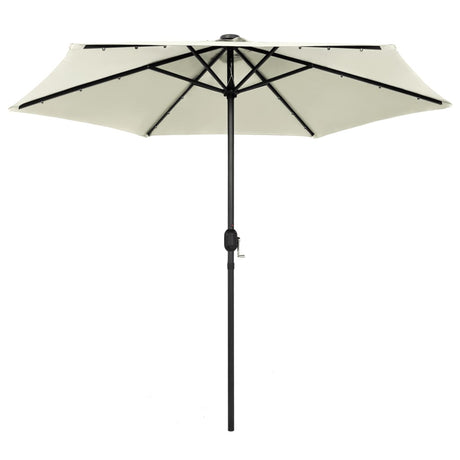 Parasol vidaxl avec éclairage LED et poteau en aluminium 270 cm sableux blanc