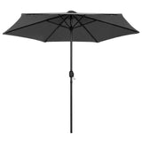 Vidaxl -parasol med LED -belysning och aluminiumstång 270 cm antracit