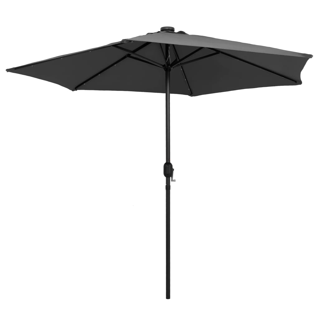 Vidaxl -parasol med LED -belysning og aluminiumstang 270 cm anthracit