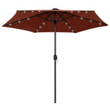 Parasol vidaxl avec éclairage LED et poteau en aluminium 270 cm terre casse