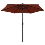 Parasol vidaxl avec éclairage LED et poteau en aluminium 270 cm terre casse