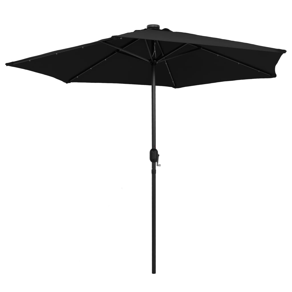 Vidaxl -parasol med LED -belysning og aluminiumstang 270 cm sort