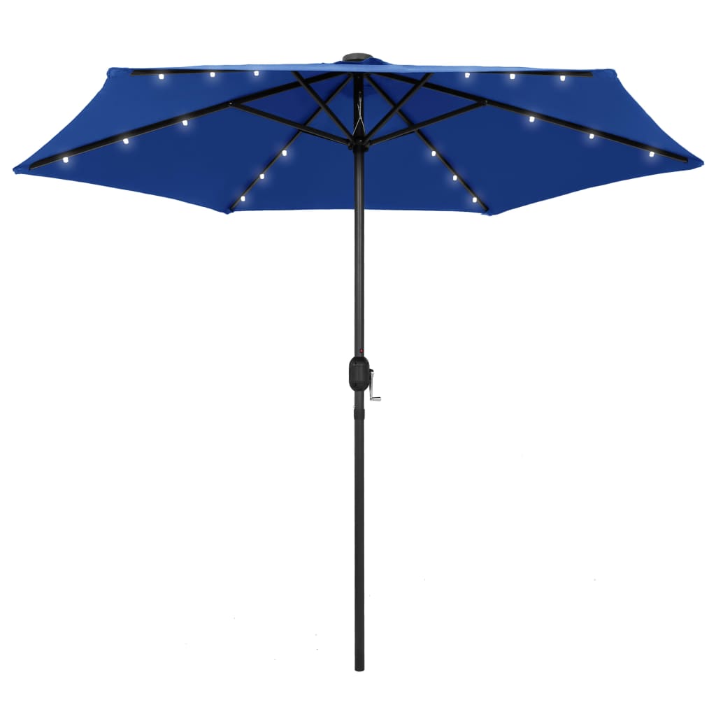 Vidaxl Parasol with LED lighting and aluminum pole 270 cm azure blue