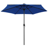 Vidaxl -Parasol mit LED -Beleuchtung und Aluminiumpol 270 cm Azurblau