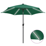 Vidaxl -parasol med LED -belysning og aluminiumstang 300 cm grøn